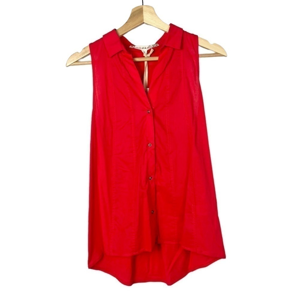 Chelsea & Violet Lollipop Red Button Down Tank Top XS‎